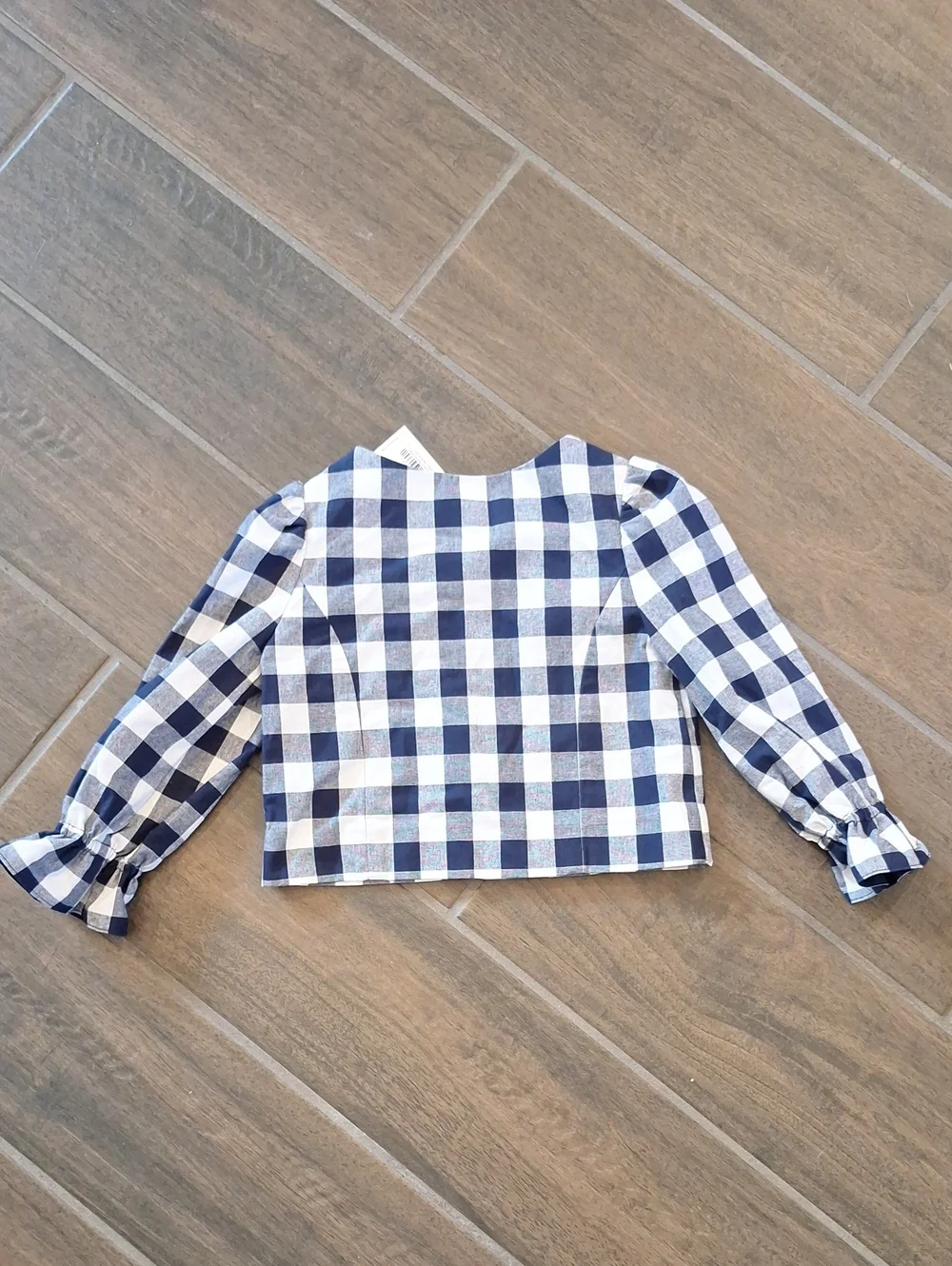 NWT Janie & Jack Navy Gingham Jacket Ruffle Bell Sleeve 100% Cotton Preppy 2T
